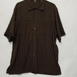 VTG Marc Baxis Los Angeles Micro‎ Plaid Button Short Sleeve Shirt Men Size XL
